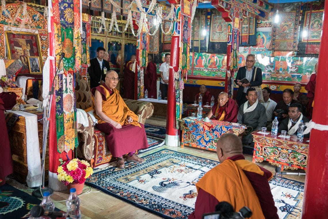 Hänen Pyhyytensä Dalai-Lama Stok-luostarissa Stokissa, Ladakh, J&K, Intiassa 8.8.2016. Photo/Tenzin Choejor/OHHDL