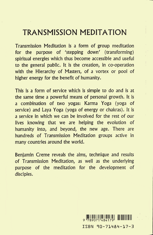 Transmissio-meditaatio-kirjan takakansi